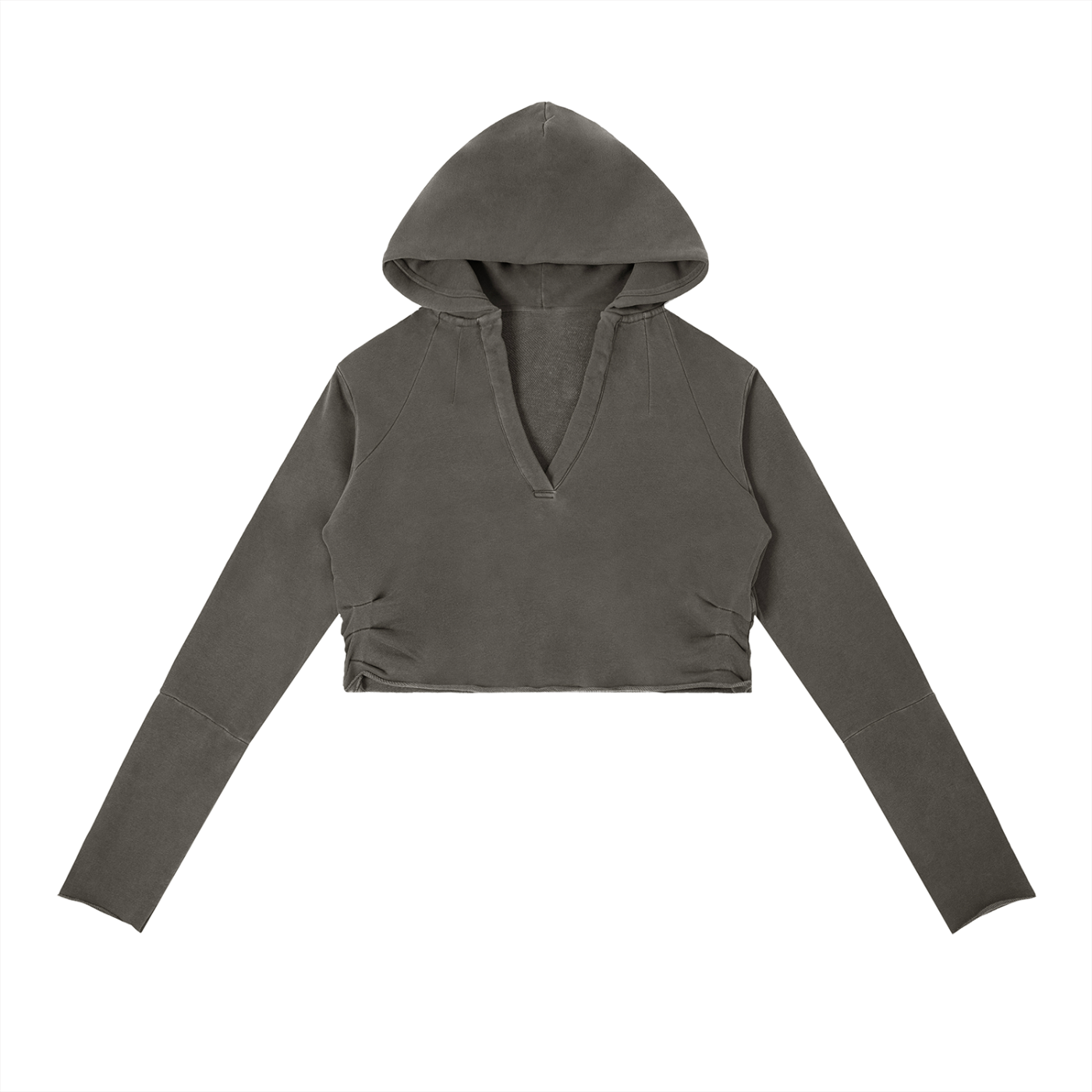 Women's Vintage Washed Raw Edge Cropped Hoodie