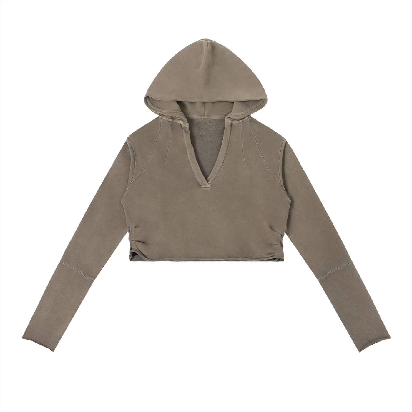 Women's Vintage Washed Raw Edge Cropped Hoodie